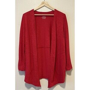 Chicos The Ultimate Tee Dark Pink Cardigan size 2 Large Pockets Business Casual